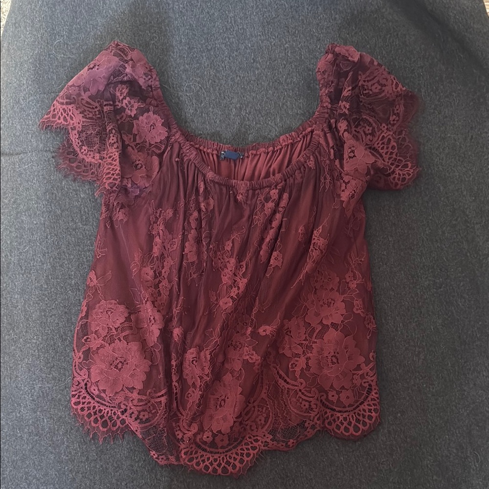 Red Ruffled Camisole with Short Sleeves